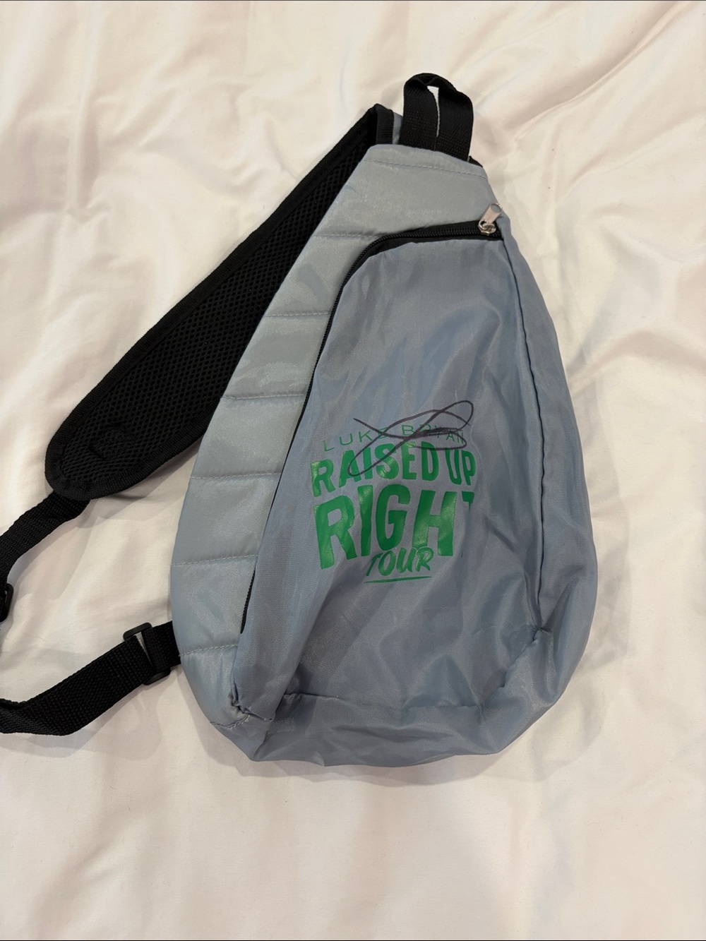 Luke Bryan Raised Up Right Tour Gray SIGNED Sling Bag